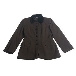 Vintage Virtue Jacket Womens 10 Brown Velvet Contrast 90s Academia Equestrian